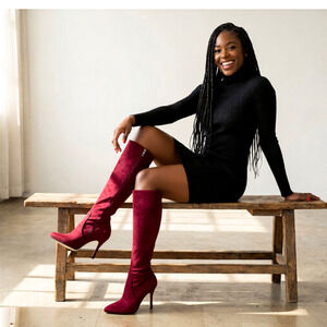 Via Spiga Red Suede Bethany Boots High Heels Zipper 8